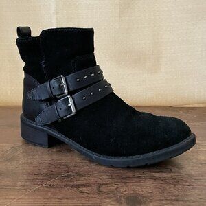 Clarks Womens Swansea Grove Boots Sz 7 Black Leather Boho Moto Ankle Comfort